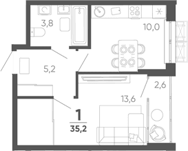 Продается 1-комн. квартира, 32.6 м²