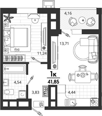 Продается 1-комн. квартира, 37.69 м²