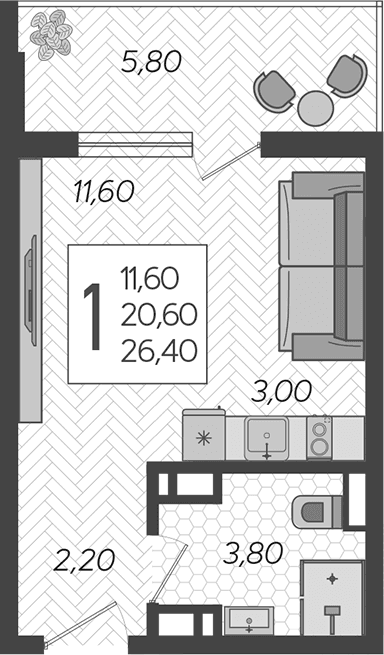 Продается 1-комн. квартира, 20.6 м²