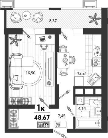 Продается 1-комн. квартира, 40.3 м²