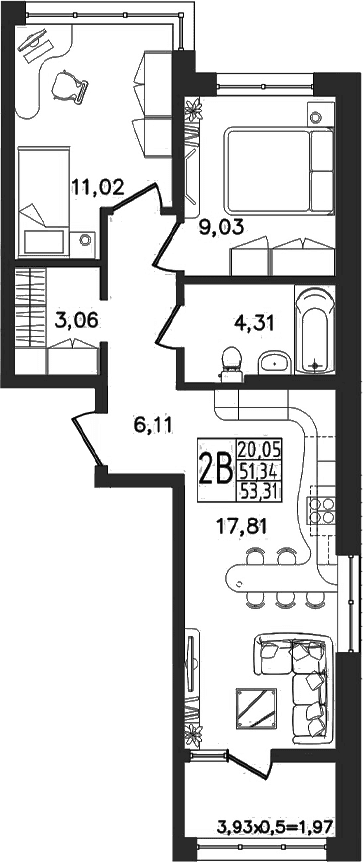 Продается 3-комн. квартира, 51.34 м²