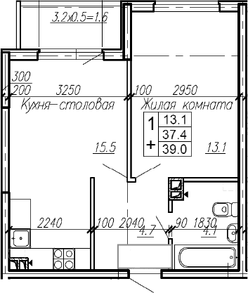 Продается 1-комн. квартира, 37.4 м²