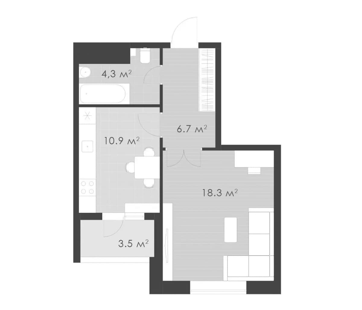 Продается 1-комн. квартира, 40.2 м²