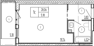 Продается 1-комн. квартира, 26.51 м²