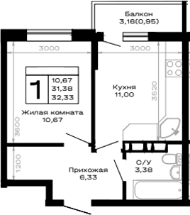 Продается 1-комн. квартира, 31.38 м²