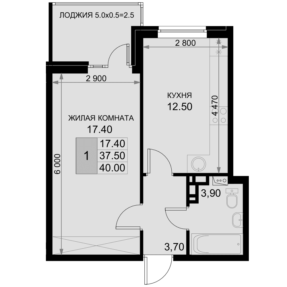 Продается 1-комн. квартира, 37.5 м²