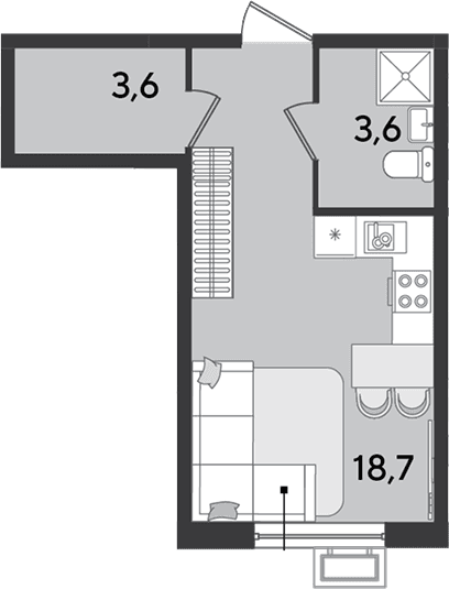 Продается 1-комн. квартира, 25.9 м²