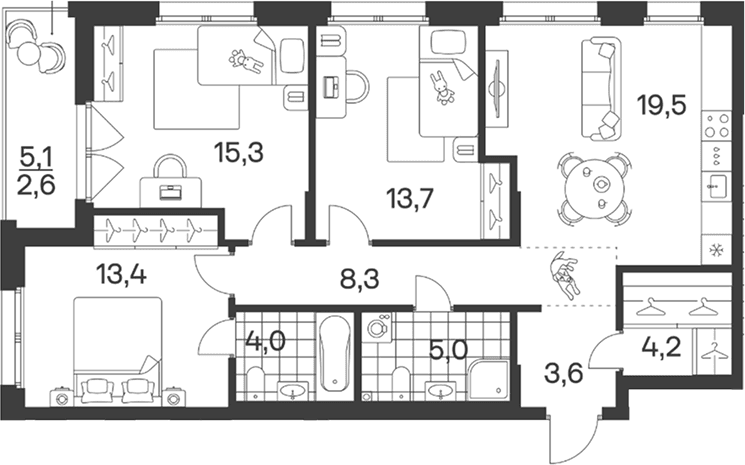 Продается 4-комн. квартира, 87 м²