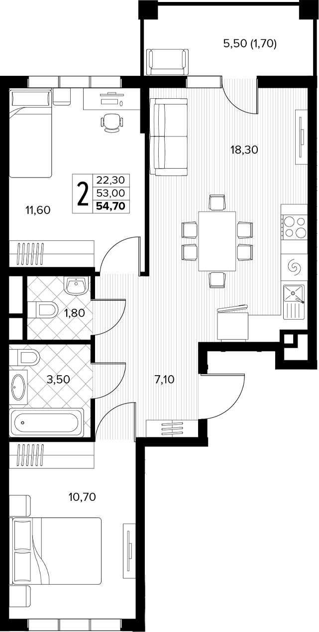 Продается 2-комн. квартира, 53 м²