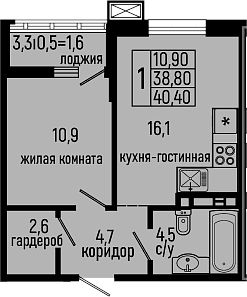 Продается 1-комн. квартира, 38.8 м²