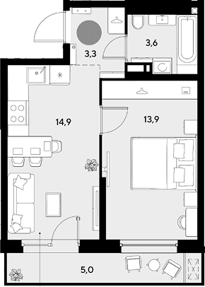 Продается 1-комн. квартира, 35.7 м²