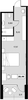 Продается 1-комн. квартира, 25.74 м²