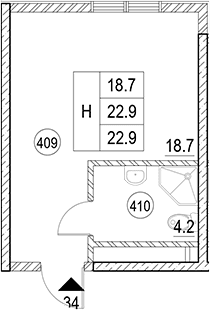 Продается 1-комн. квартира, 22.9 м²