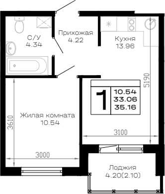 Продается 1-комн. квартира, 33.06 м²