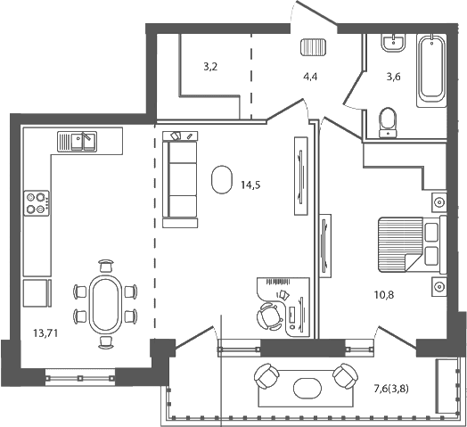 Продается 2-комн. квартира, 50.2 м²
