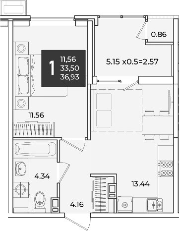 Продается 1-комн. квартира, 33.5 м²
