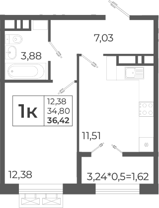 Продается 1-комн. квартира, 37.1 м²