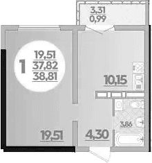 Продается 1-комн. квартира, 37.82 м²