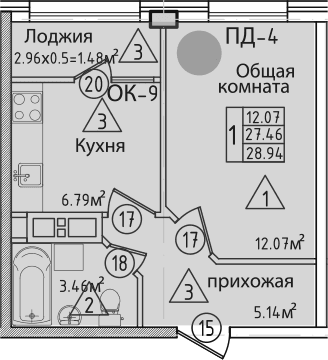 Продается 1-комн. квартира, 29.22 м²