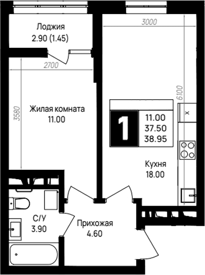 Продается 1-комн. квартира, 37.5 м²