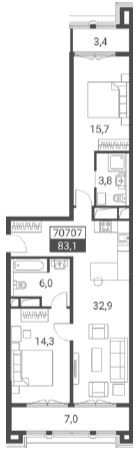 Продается 1-комн. квартира, 72.7 м²