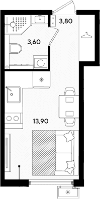 Продается 1-комн. квартира, 21.3 м²