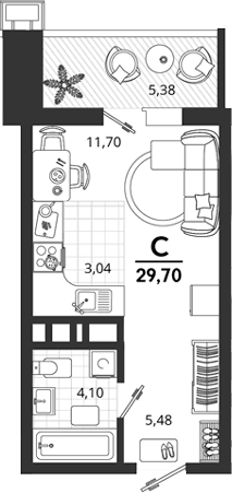 Продается 1-комн. квартира, 24.32 м²