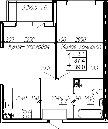 Продается 1-комн. квартира, 37.4 м²