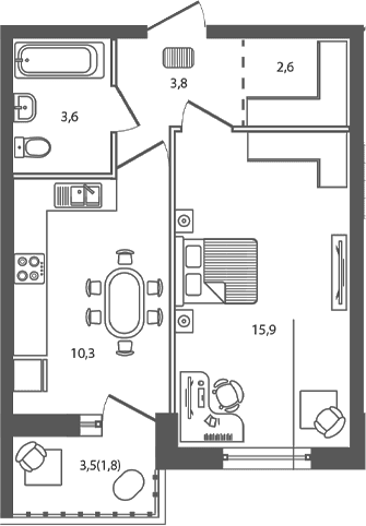 Продается 1-комн. квартира, 36.2 м²