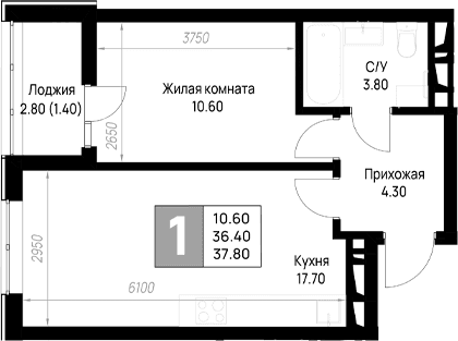 Продается 1-комн. квартира, 36.4 м²