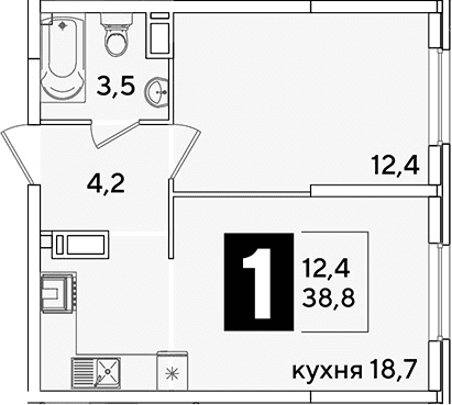 Продается 2-комн. квартира, 38.8 м²