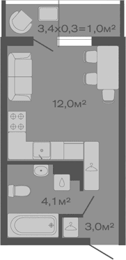 Продается 1-комн. квартира, 19.1 м²