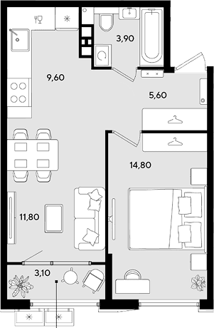 Продается 2-комн. квартира, 45.7 м²