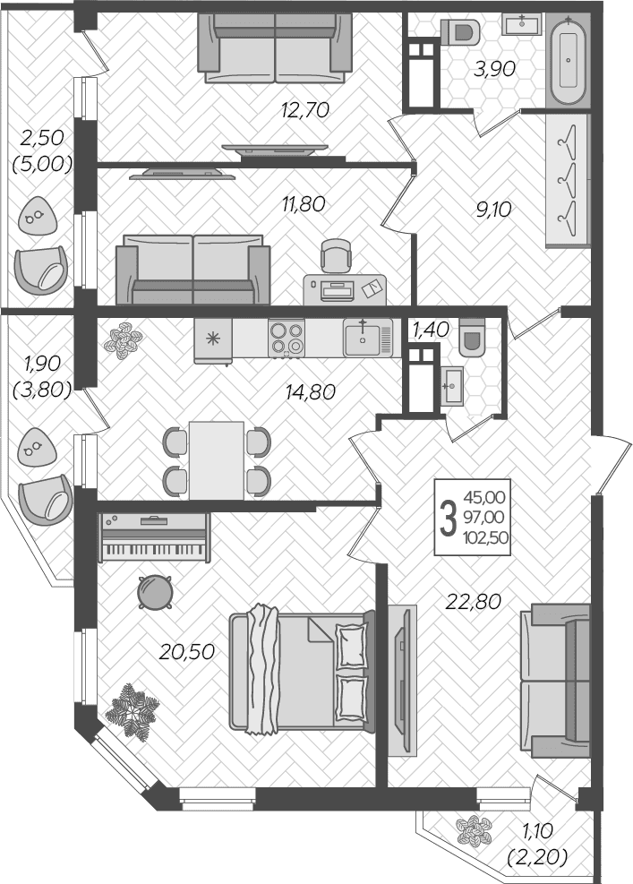 Продается 3-комн. квартира, 98.5 м²