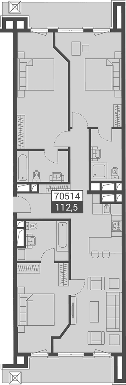 Продается 1-комн. квартира, 112.5 м²