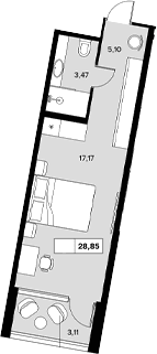 Продается 1-комн. квартира, 25.74 м²