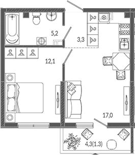 Продается 2-комн. квартира, 37.6 м²