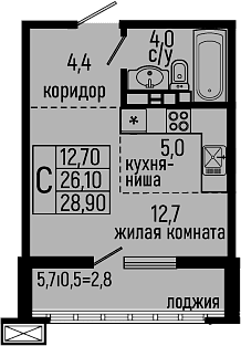 Продается 1-комн. квартира, 26.1 м²