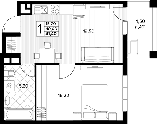 Продается 1-комн. квартира, 40 м²