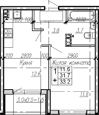 Продается 1-комн. квартира, 31.7 м²