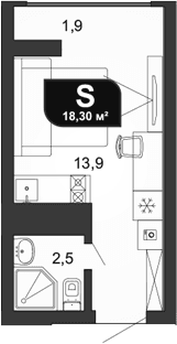Продается 1-комн. квартира, 16.4 м²