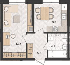 Продается 1-комн. квартира, 34.5 м²