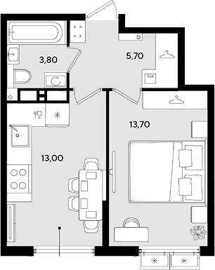Продается 1-комн. квартира, 36.2 м²