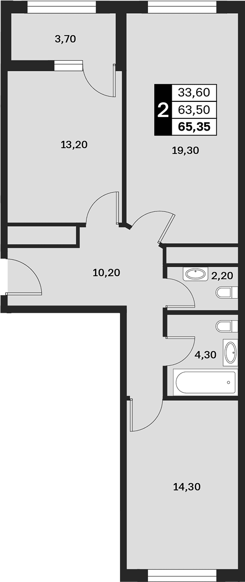 Продается 2-комн. квартира, 63.5 м²