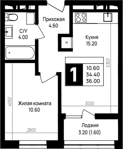 Продается 1-комн. квартира, 34.4 м²