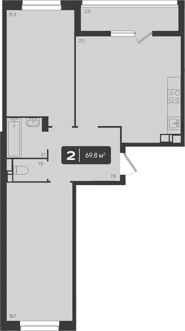 Продается 2-комн. квартира, 67.5 м²