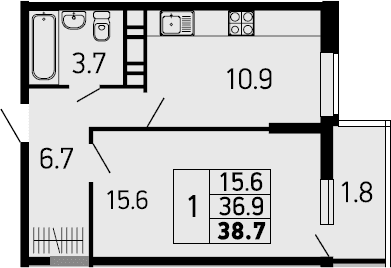 Продается 1-комн. квартира, 36.9 м²