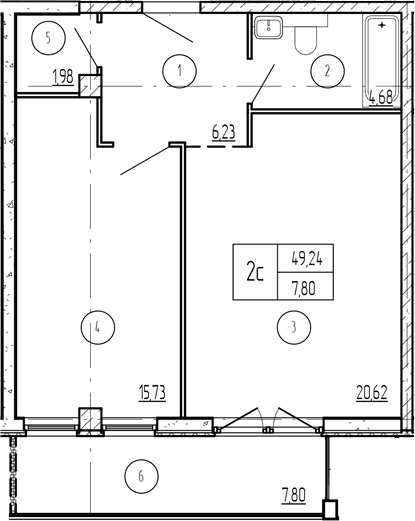 Продается 2-комн. квартира, 49.31 м²