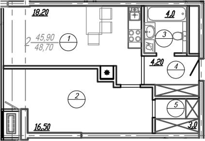 Продается 2-комн. квартира, 46.9 м²