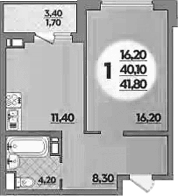 Продается 1-комн. квартира, 40.1 м²